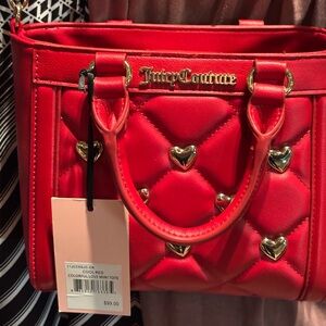Juicy Couture Red Tote with Gold Heart Accents